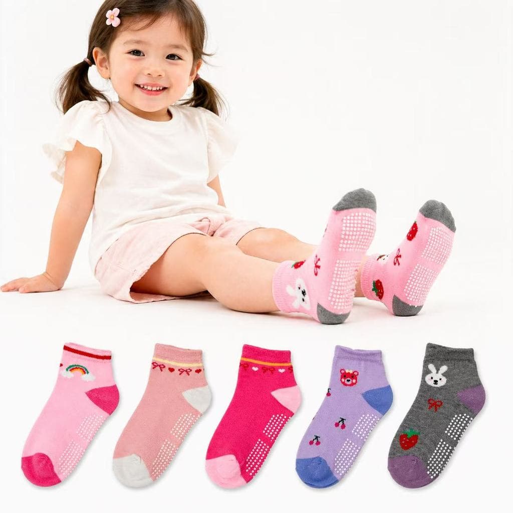 Meias Infantis Menina Antiderrapante Kit Estampadas Confortável 3 a 15 Pares