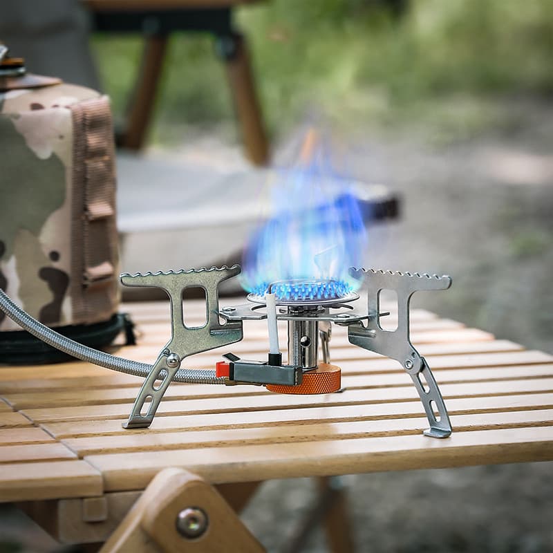 Acampamento ao ar livre de aço inoxidável com ignição eletrônica fogão acampamento Split fogão a gás portátil piquenique
