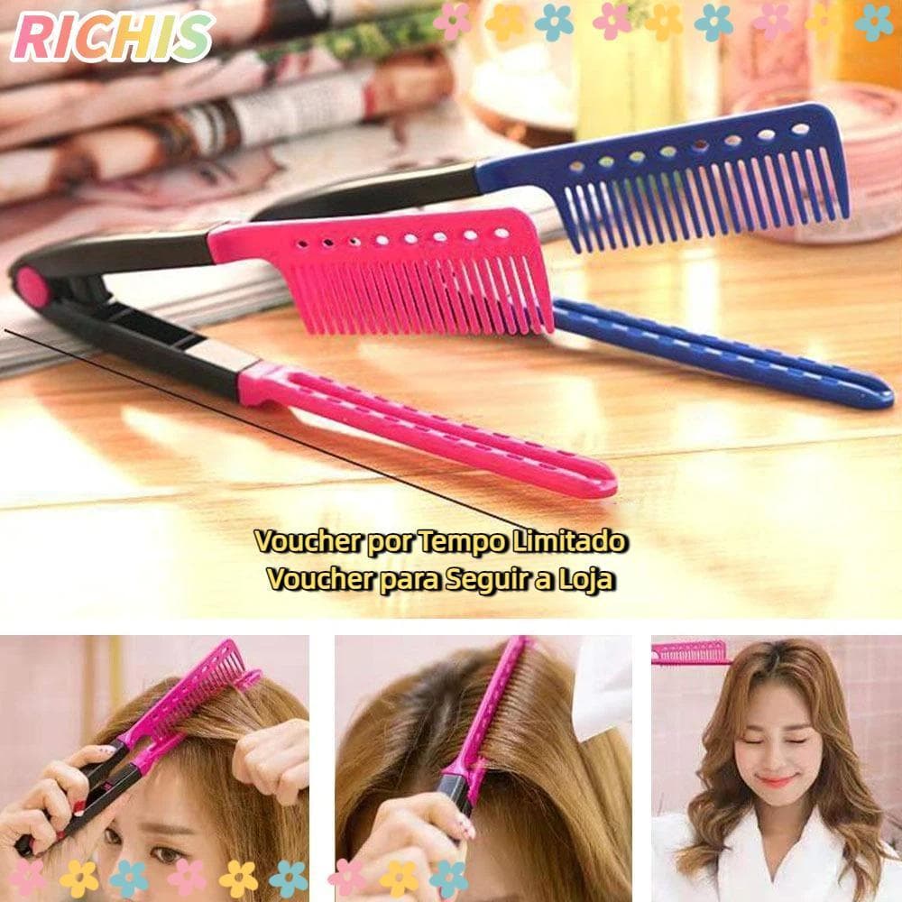 [RICHIS] Escova Alisadora De Cabelo Tipo V , Pentes De Cabeleireiro Dobráveis DIY , Pente De Ondulação Natural Para Mode