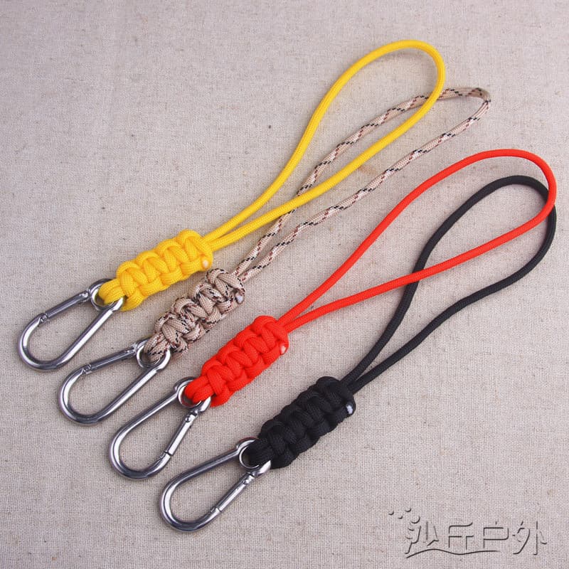 Guarda-chuva corda trançada pendurado fivela rápida pendurado chaveiro mão corda pulseira de aço inoxidável chaveiro mão