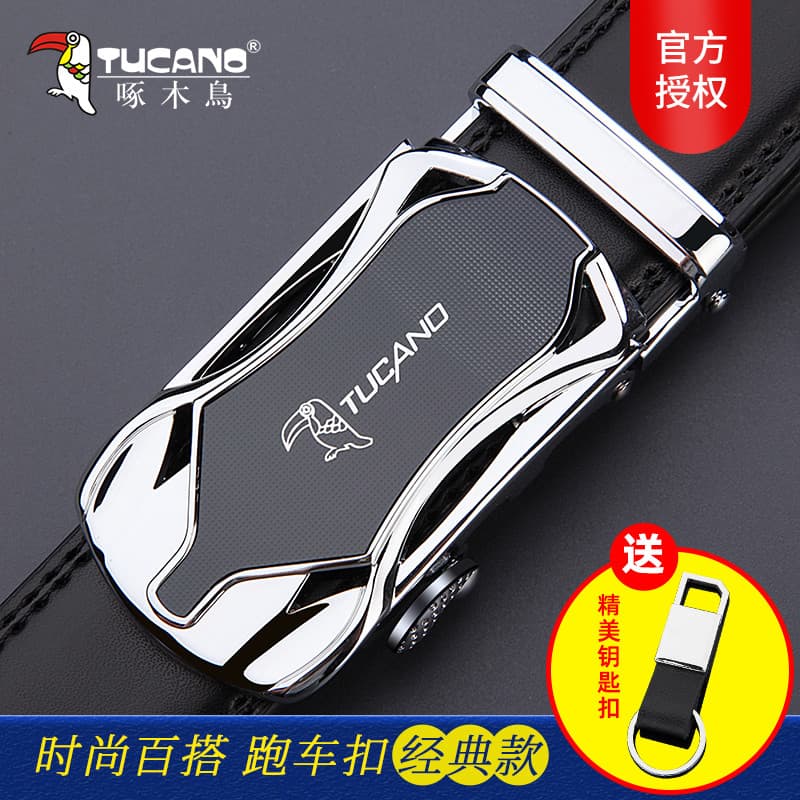 Novo cinto de pica-pau masculino couro genuíno fivela automática cinto de negócios Casual moda All-Match cinto de juvent