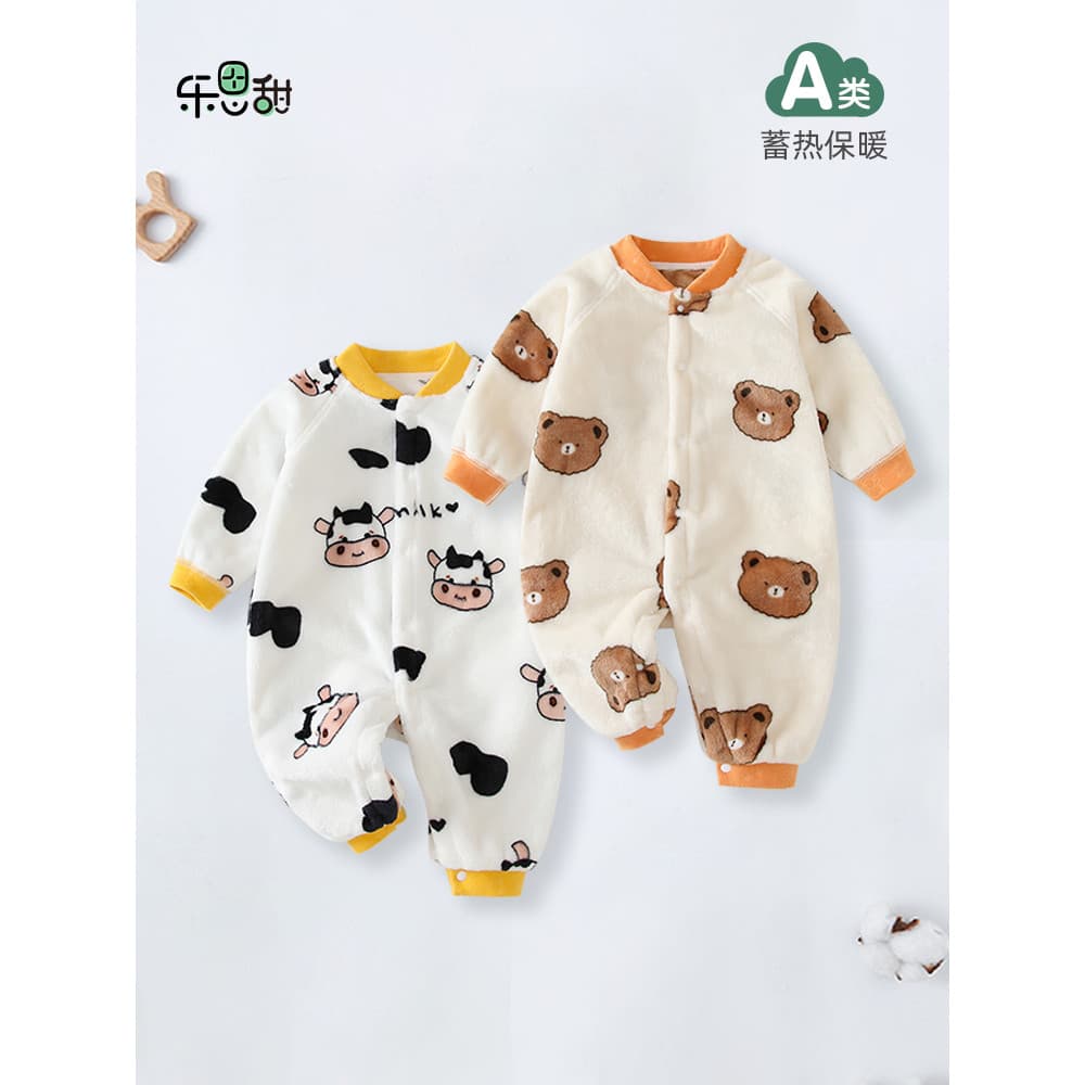 Roupas de bebê outono inverno estilo macacão velo-velo quente macacão engrossado Outing roupas pijamas recém-nascidos be