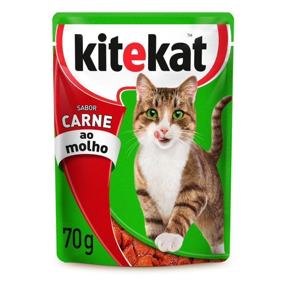 Ração Úmida para Gatos Adultos Kitekat Sachê Sabor Carne ao Molho 70g