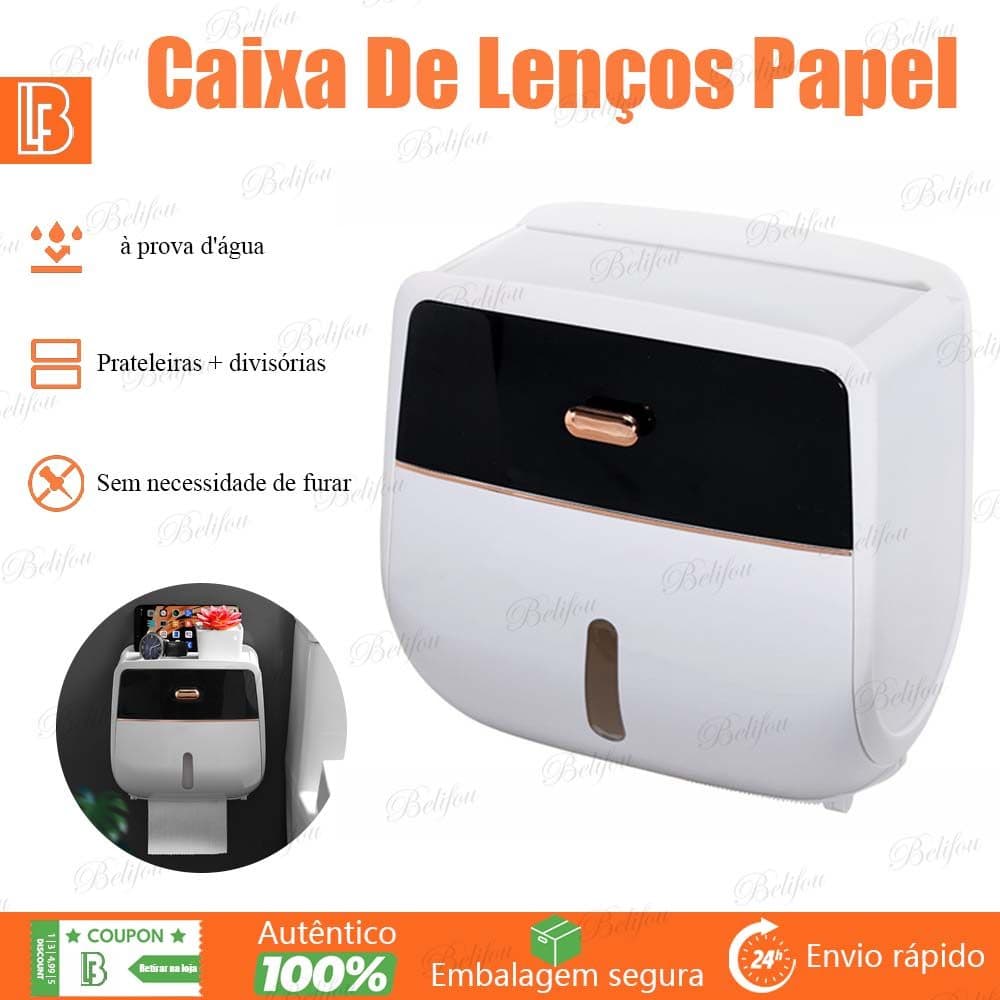 Porta Papel Higiênico Banheiro À Prova Dágua Dispenser Organizador Sem Furo