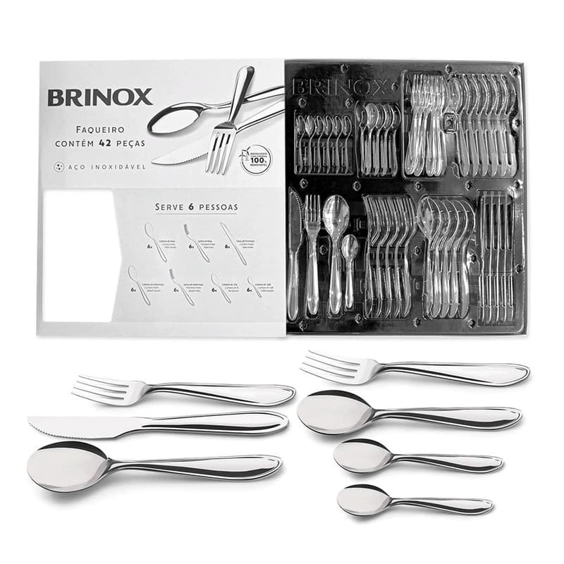 Faqueiro Lyon 42 peças Aço Inox  Ref:5101/118 Brinox