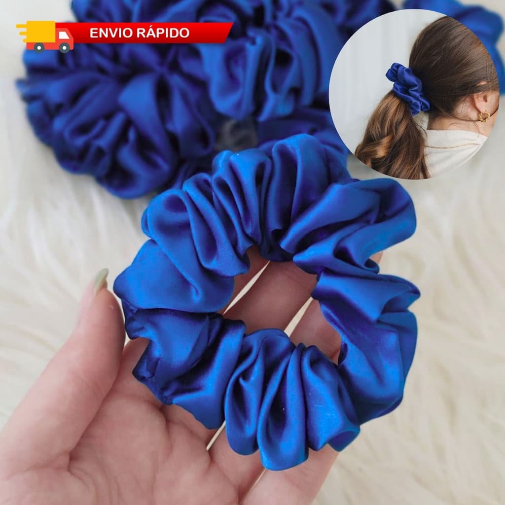 Xuxinha de Cetim Antifrizz Scrunchie Não Marca Cabelo Elástico Rabico Premium