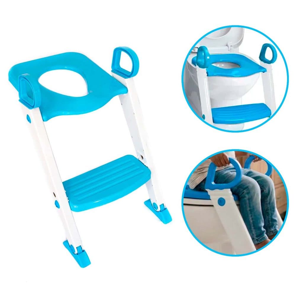 Assento Redutor Troninho Infantil C Escada P Vaso Azul