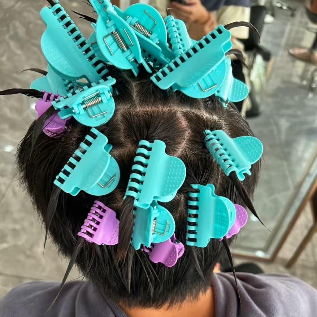 Clipe de centopéia perm raiz de cabelo masculino clipe fofo relâmpago folha de alumínio Morgan perm cabeleireiro frio pe