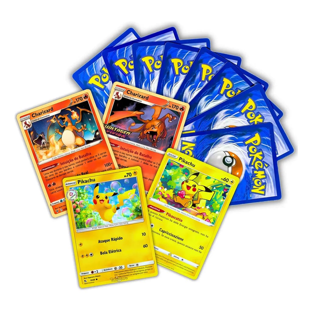 Pacote com 10 Card Pokemon Lote de 100 Sem Cards Repetido