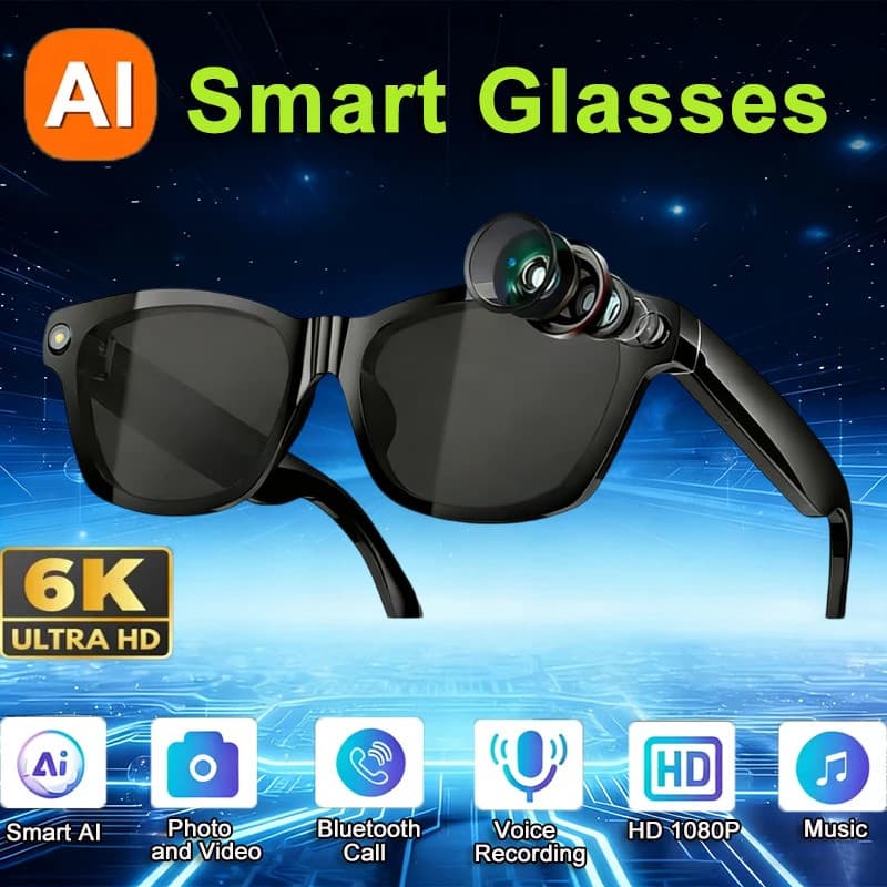 AI Óculos Inteligentes 200W HD Foto Gravação De Vídeo Tradução Assistente De Voz Bluetooth Chamada Música Mototcycle 202