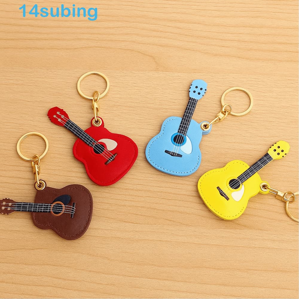 Porta-cartões para acessórios de guitarra SUBING, chaveiro com pingente de etiqueta de bagagem de avião em couro PU, cap