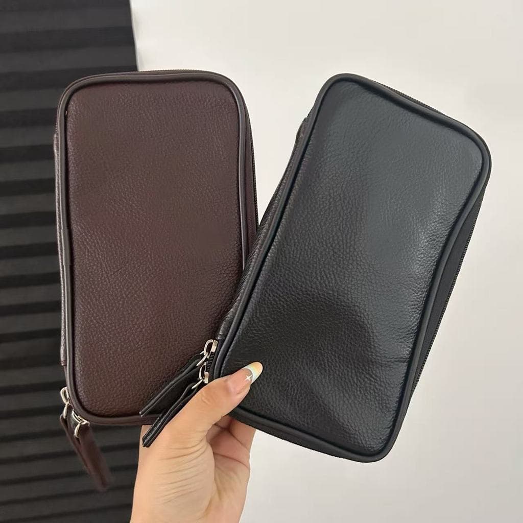 Casa Branca Japonesa Mesmo Estilo!Bolsa de couro lichia excelente escova com zíper Bolsa de escova cosmética Bolsa de ar