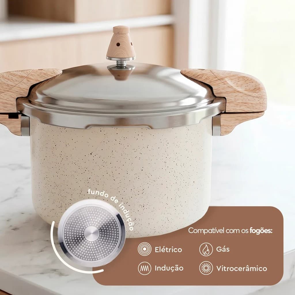 Panela de Pressão Brinox Ceramic Life Pressure 5,4L com Fundo de Indução Original