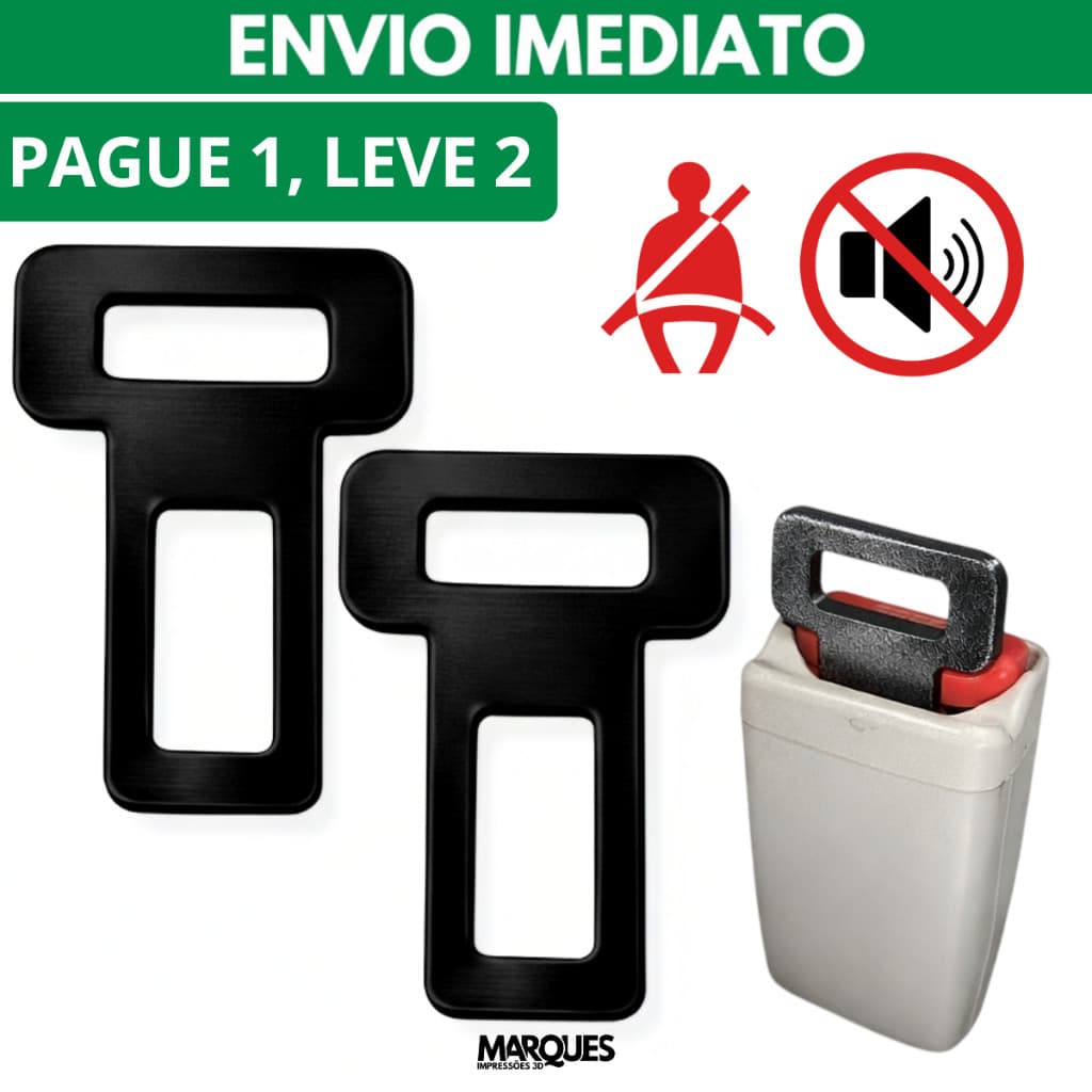 KIT 2 Fivela Lingueta Clip Cinto de Segurança Anti Alarme Sonoro Universal Carro Todos