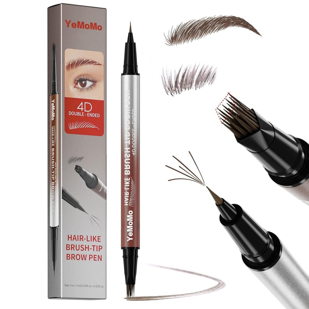 Caneta para Sobrancelhas 4D de Ponta Dupla, Ponta de Pincel com Efeito de Cabelo, Tinta para Sobrancelhas à Prova d'Água