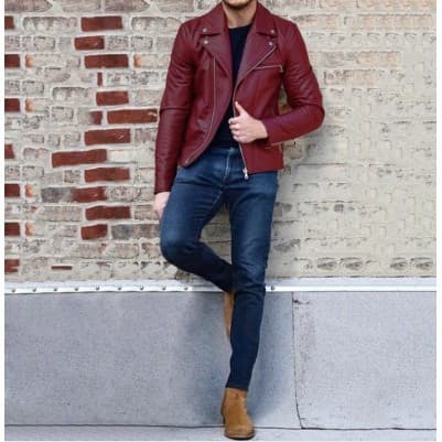 Jaqueta Masculina Casual Curta De Couro PU Europeia Americana Moderna Para Motociclista