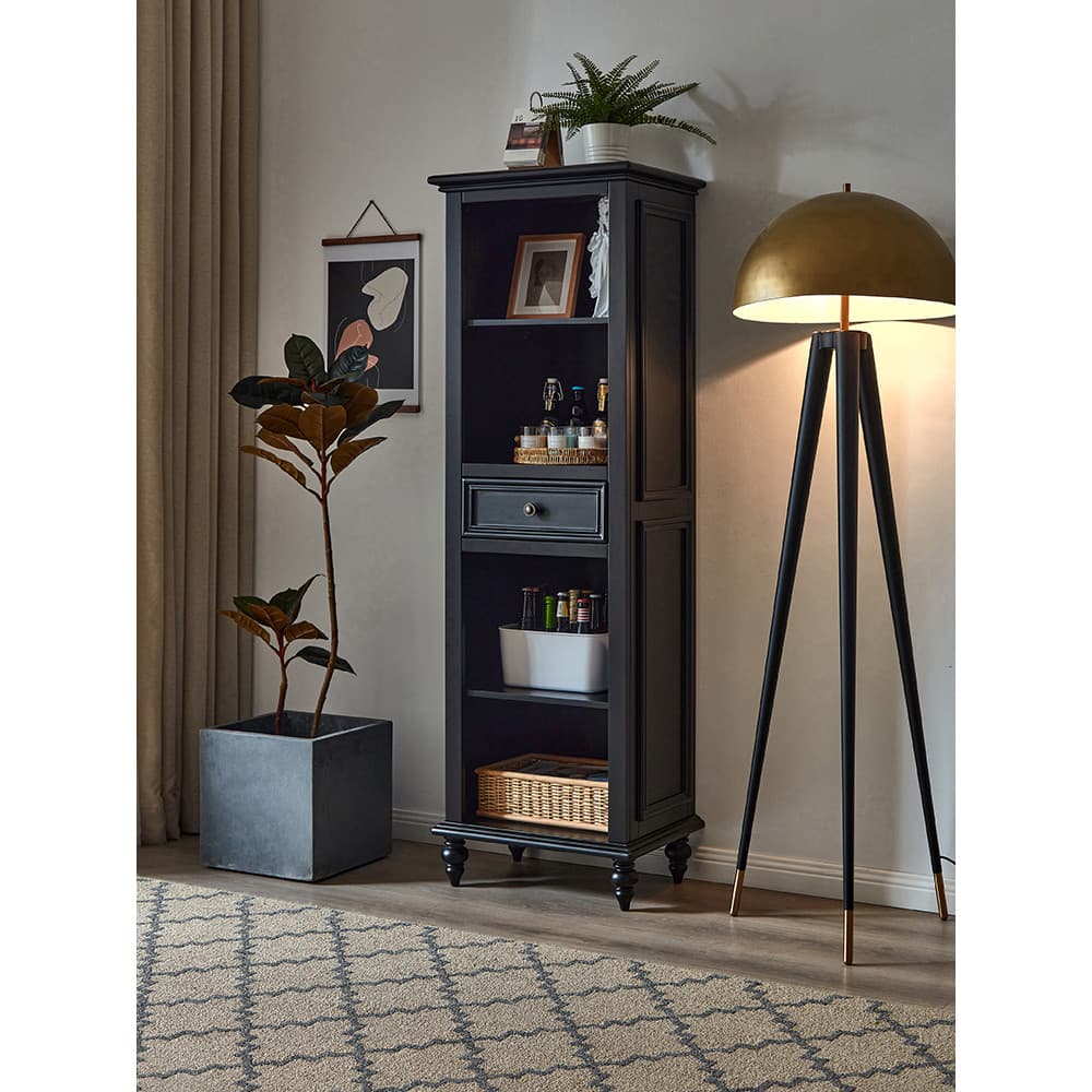 Armário de TV de madeira maciça americano Armário lateral Armário de pé Preto Armário de armazenamento simples Moderno D