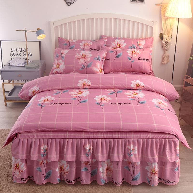 Saia de cama colcha cama de peça única conjunto de quatro peças não algodão puro algodão versão coreana influenciador es