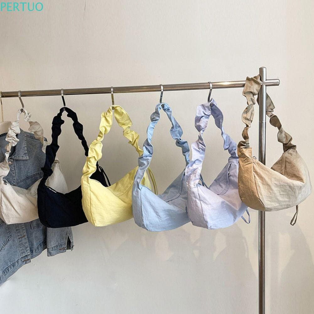 Bolsa Crossbody De Nylon PERTUO , De Ombro Plissada De Grande Capacidade Estilo Coreano Leve Para Bolinhos De Lona