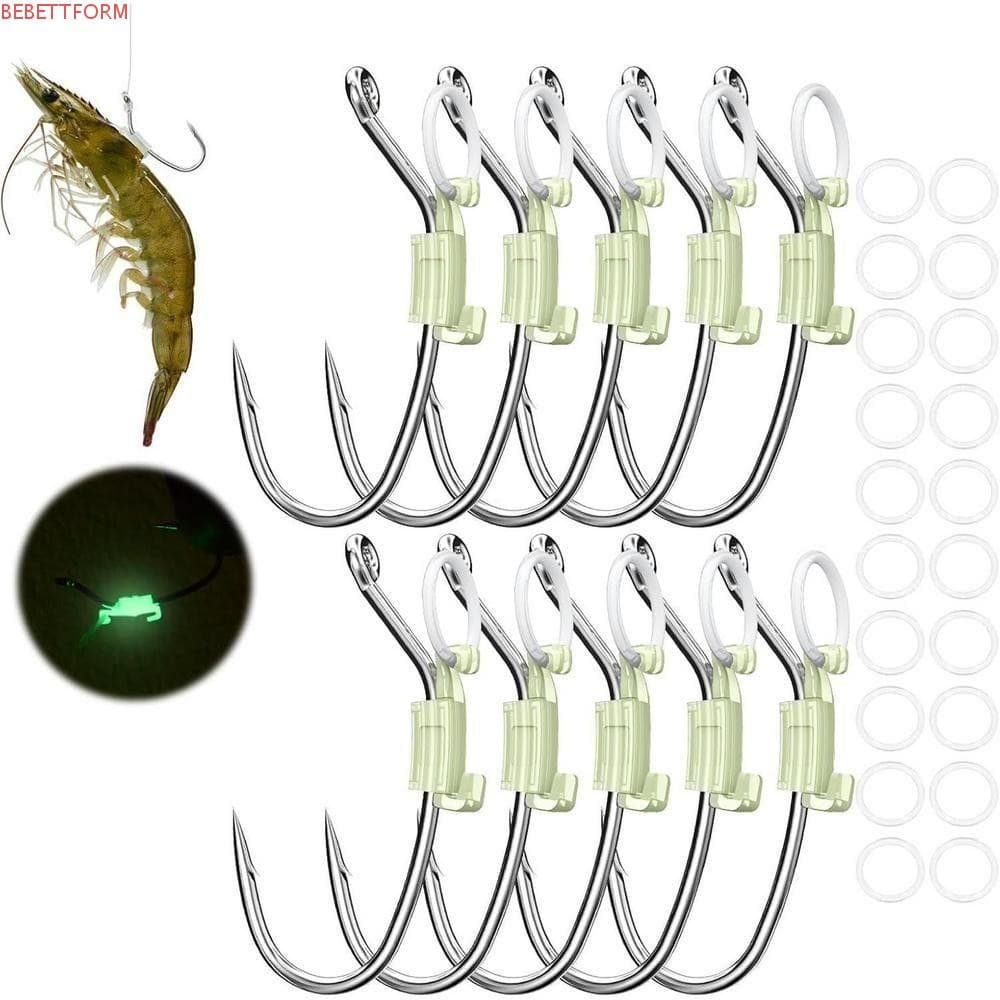 BEBETTFORM 5/10/20Pcs Ganchos Luminosos De Camarão Vivo , Afiados Farpados Sem Desengate Conjunto De Suporte Fixo De Isc