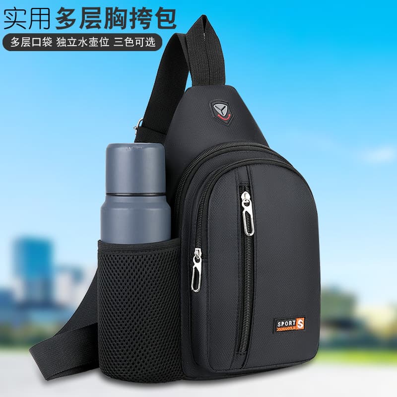 2024 novo estilo bolsa de peito de lona de Nylon mochila masculina lazer esportes viagem bolsa de peito bolsa mensageiro