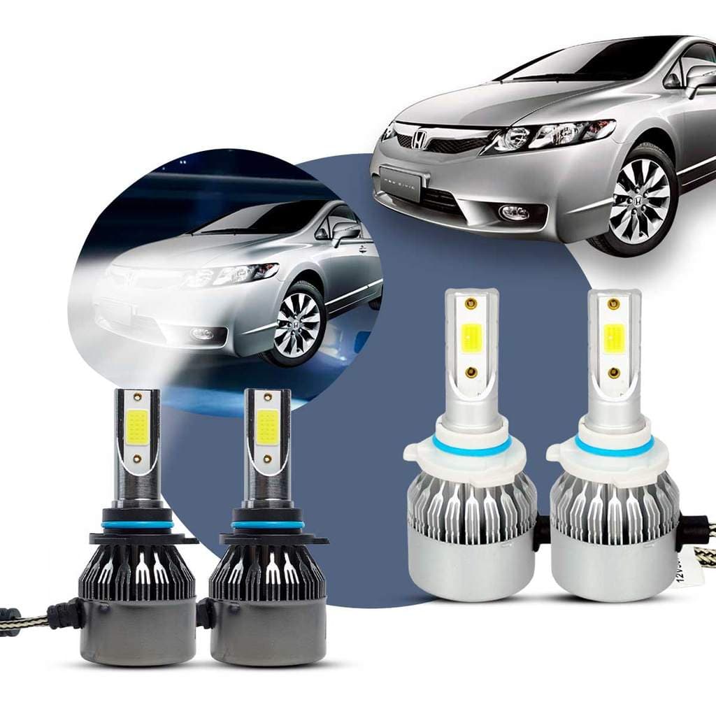 Super LED  Farol Alto Baixo Honda Civic  2004 a 2011 6000K 30000h