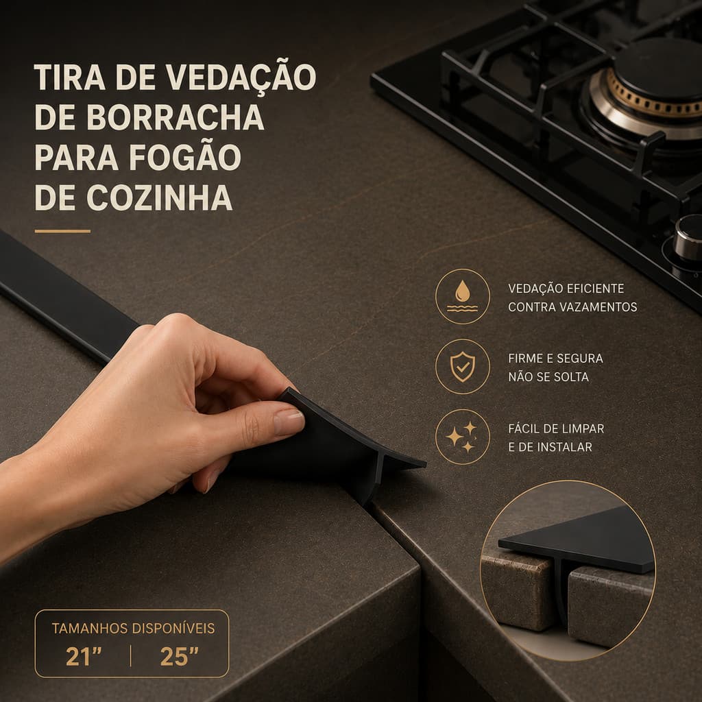 Tiras de Silicone para Abertura de Fogão em Forma de T Anti Óleo e Resistente a Manchas com Proteção Total de Lacuna