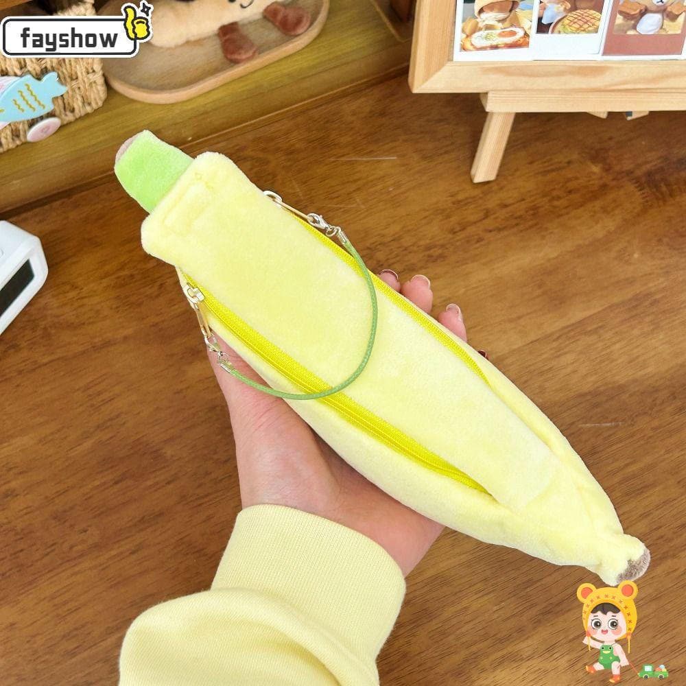 Bolsa Para Caneta FAYSHOW , Lápis De Grande Capacidade Em Formato De Banana , Portátil De Pelúcia Estudantes