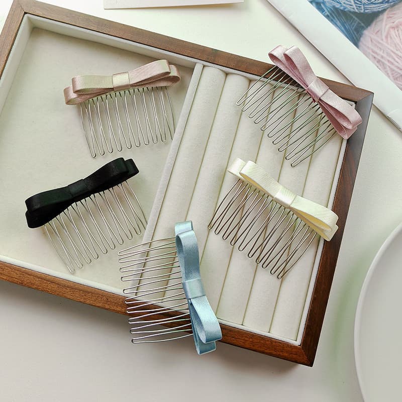[Estoque pronto] Pente de inserção de laço tridimensional Commuter All-Match Elegante Pente de cabelo enrolado Grampo de