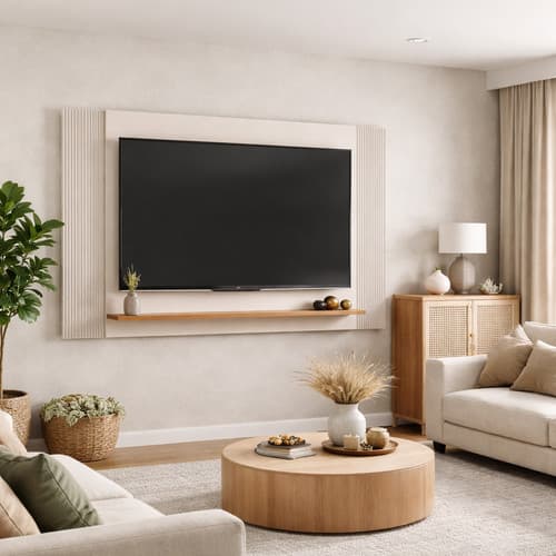 Painel de TV Extensível Até Três Tamanhos Cor Off White Com Freijó