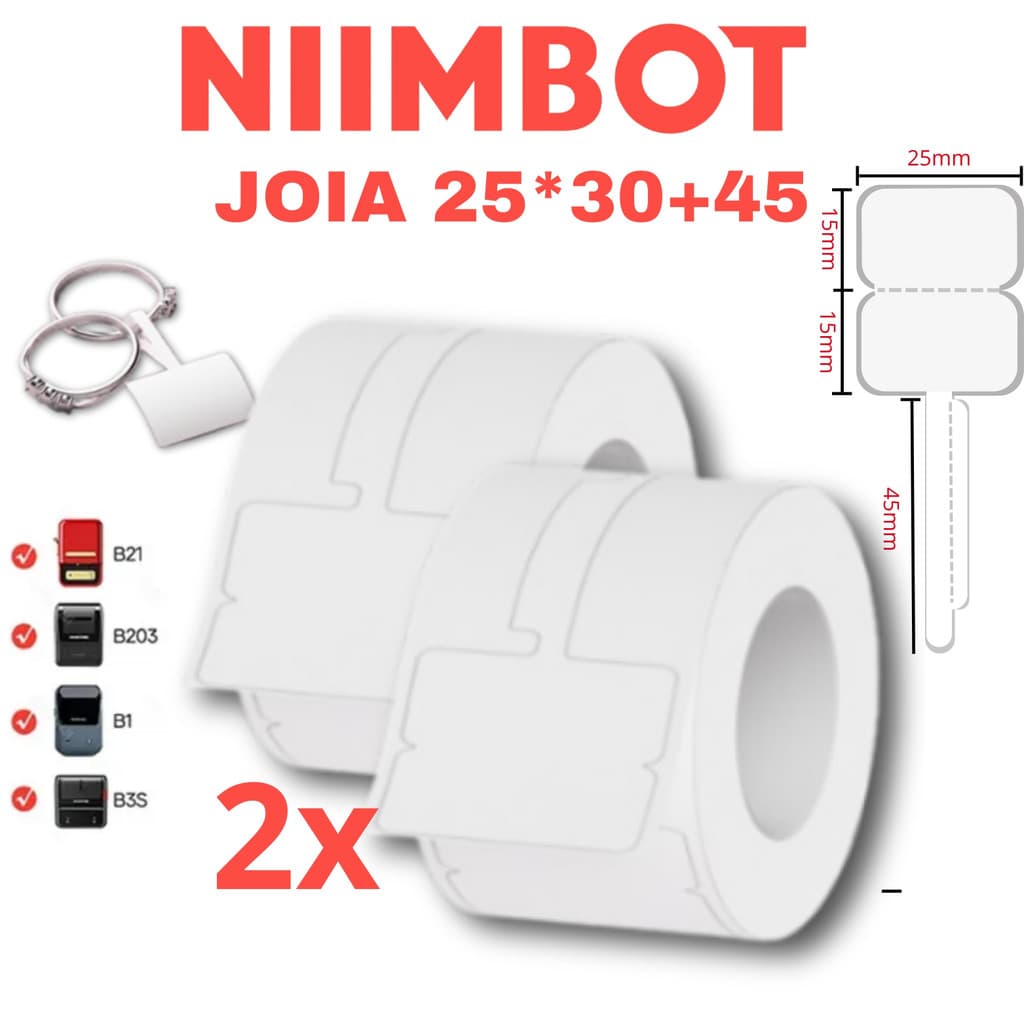 2 Rolos Etiqueta Niimbot Cabo Joias Óculos B1/B21/B3S/B203