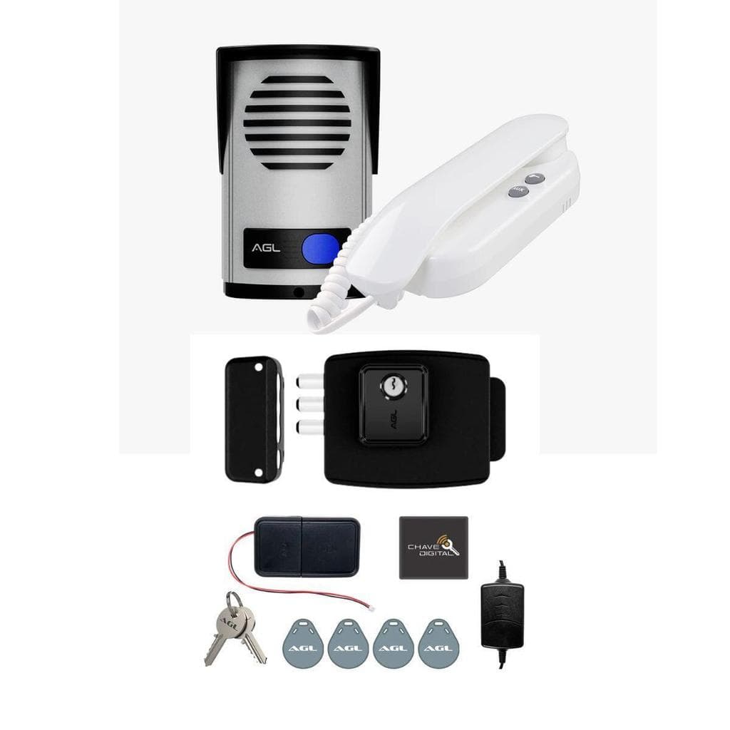 Kit Fechadura Eletrônica Ultra Card Interfone Porteiro 12V Residencial AGL