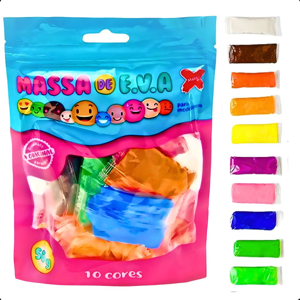 Massinha De Eva Com 10 Cores Para Moldar Pula Pula Colorida Cor 10 Cores Coloridas