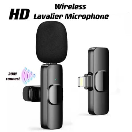 Microfone De Lapela Sem Fio Compatível Com iPhone E Android Vlog