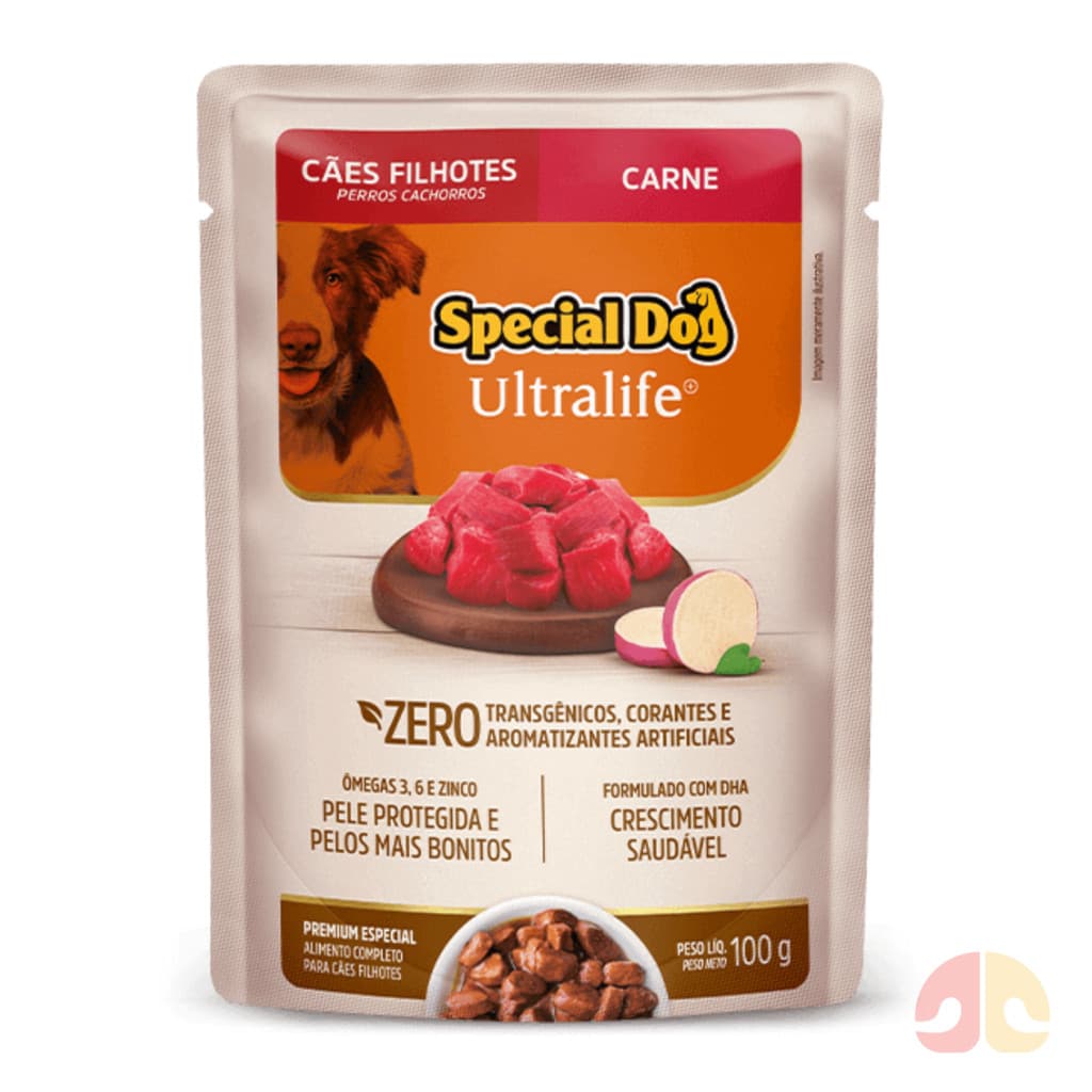 Sachê Special Dog Filhote Para Cãess 100gr sabor Carne com Batata-Doce