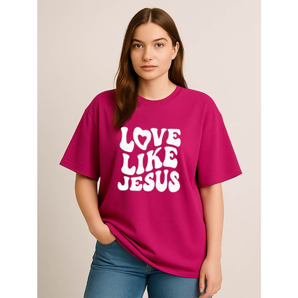 Camiseta T-shirt ou Oversized Feminina Moda Gospel Jesus Cristo Estampa Cristã Malha Macia