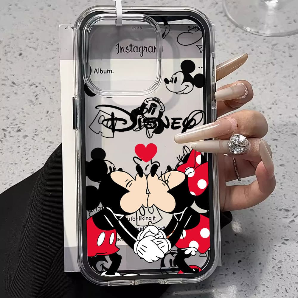 Capa de celular para iPhone 17 16 15 14 13 11 Xs Mas Pro Plus Air XR Capinha transparente 2 em 1 com Mickey Minnie Caso