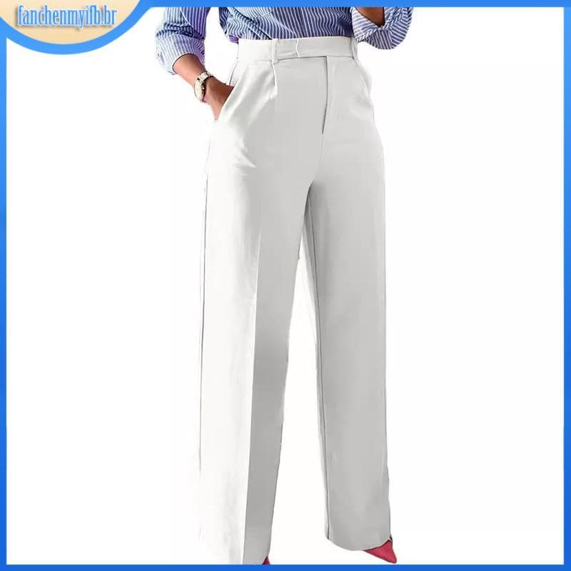 Kit 3 Três Calças Pantalona Social Tecido Alfaiataria Cintura Alta Botão Caimento Perfeito Costura Para Cinto P ao GG