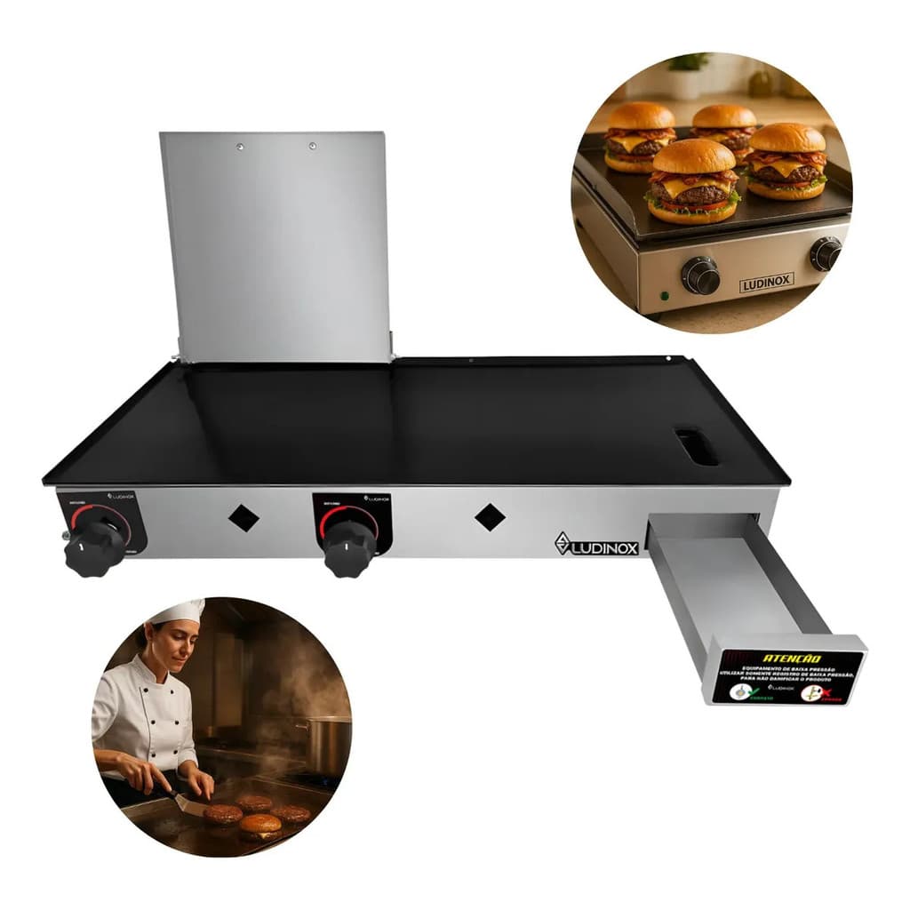 Chapa Sanduicheira Lanche Hamburguer Bife 30x70 C/ Abafador
