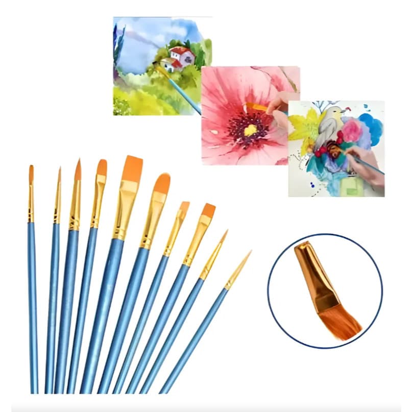 Conjunto Pincel Para Pintura Em Tela Cerdas De Nylon Óleo Acrílica E Aquarela