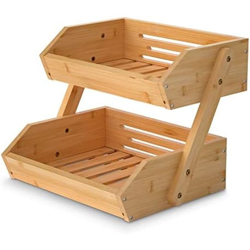 Merysen Cesta De Frutas De Madeira De 3 Camadas Para Cozinha , Suporte De Tigela De Vegetais De Pão , Fazenda Bancada ,