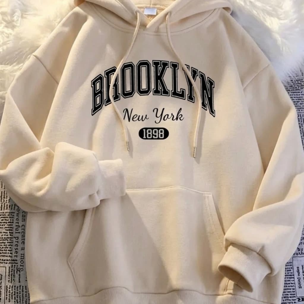 Moletom Brooklyn New York 1899 Masculino/Feminino – Blusa de Frio Canguru com Capuz, Estilo Streetwear Casual