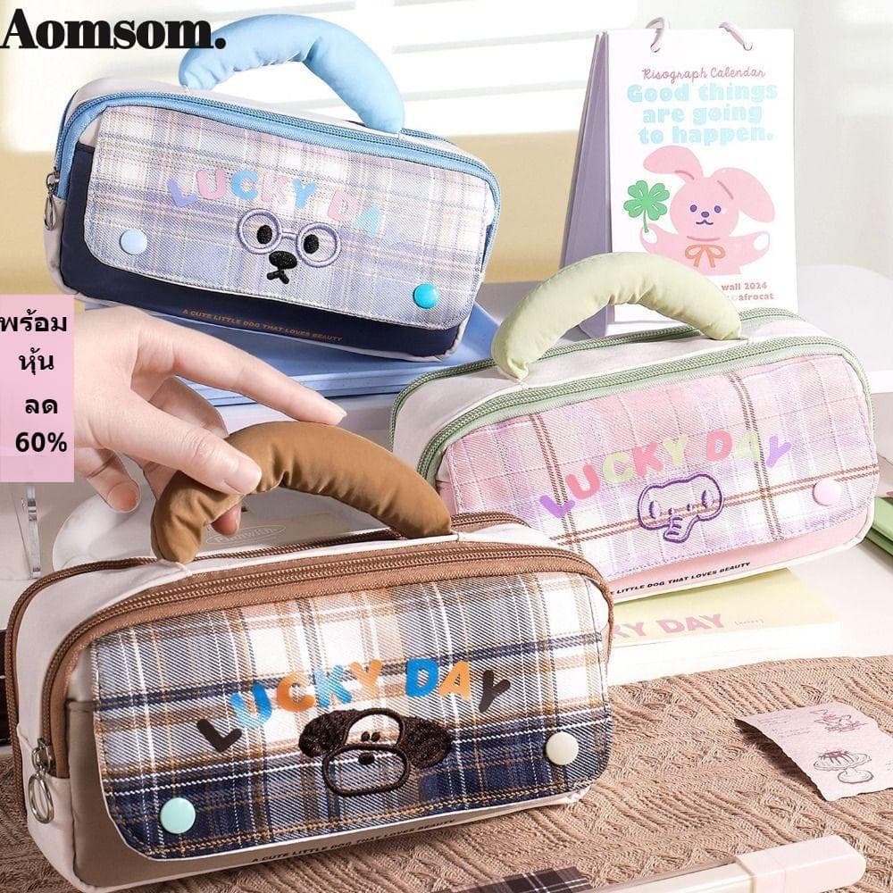 Bolsa De Caneta Portátil AOMSOM , Lápis À Prova De Respingos De Cinco Camadas , Armazenamento De Papelaria De Grande Cap
