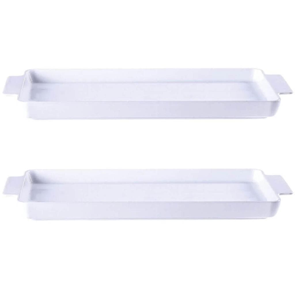 Kit 2 Travessas de Porcelana com Alças Tramontina Refratário Retangular Branco Maria Augusta