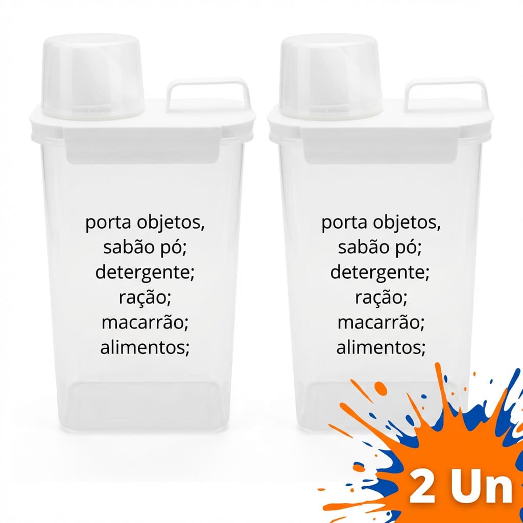 Kit 2 Porta Sabao Pó Alimentos Ração Objetos Organizados Armários