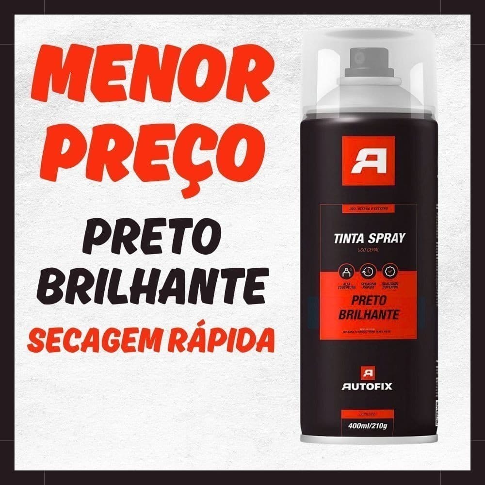 Tinta Spray Preto Brilhante 400ml – Alta Qualidade Acabamento Profissional Alta Cobertura Ok