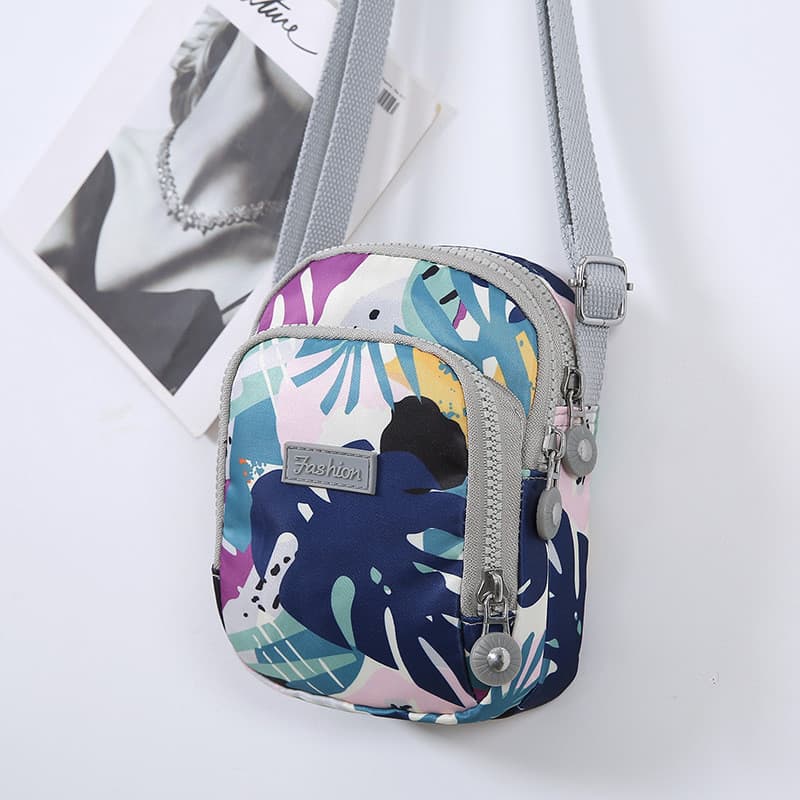 Bolsa para celular feminina bolsa mensageiro novo estilo Mini bolsa impressa bolsa de Nylon bolsa de ombro moderna