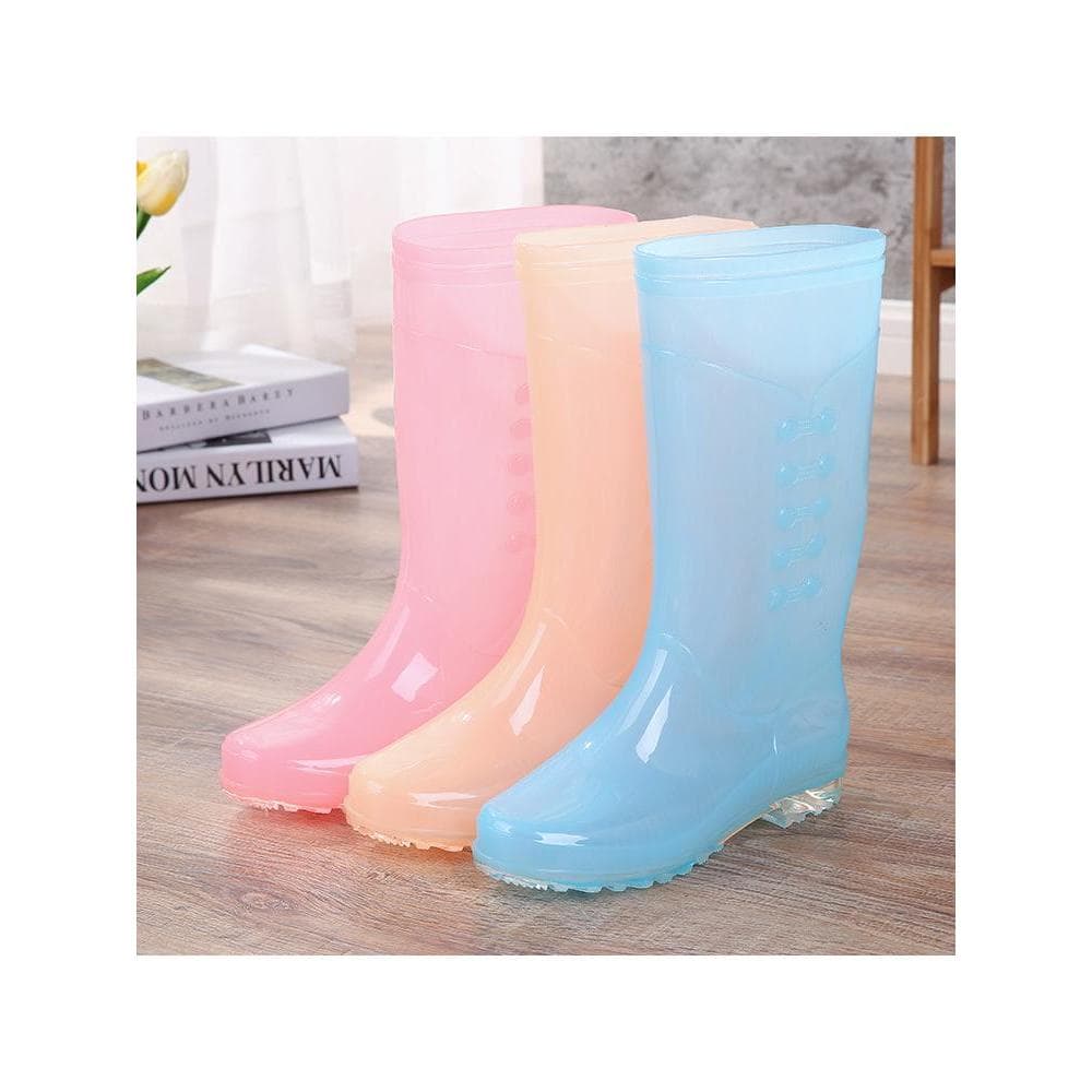 Botas de chuva transparentes transparentes femininas novo estilo sapatos sem forro botas de água moda feminina sapatos i