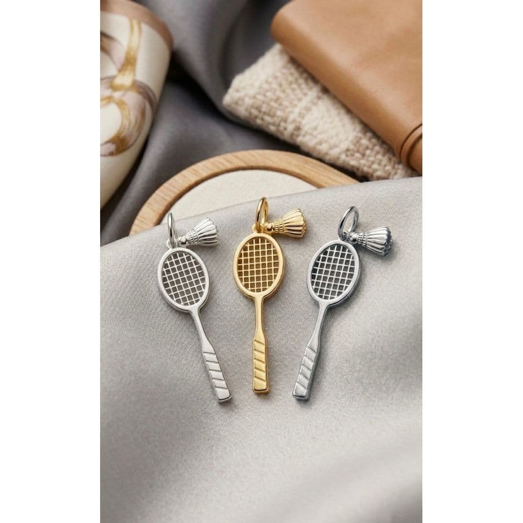 PINGENTE PRATA 925  RAQUETE DE BADMINTON