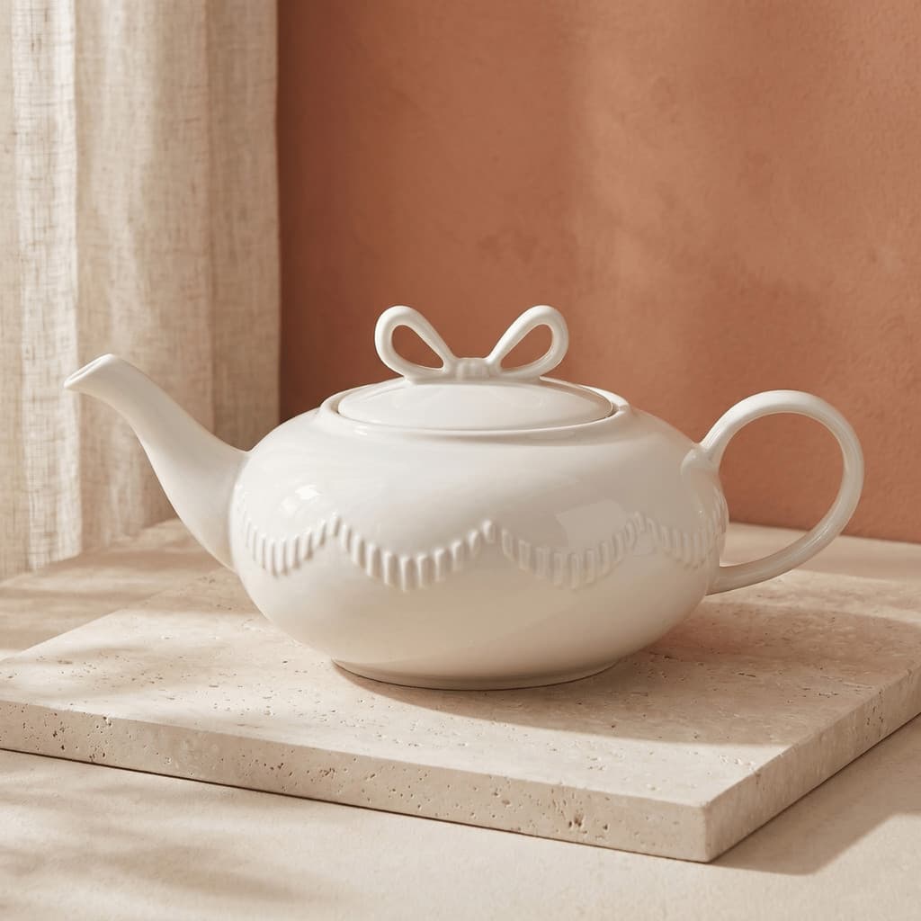 Bule de Chá Café Porcelana Com Laco 1,2L Decorativa Romantica Servir Mesa Posta Chic Cafe Da Tarde